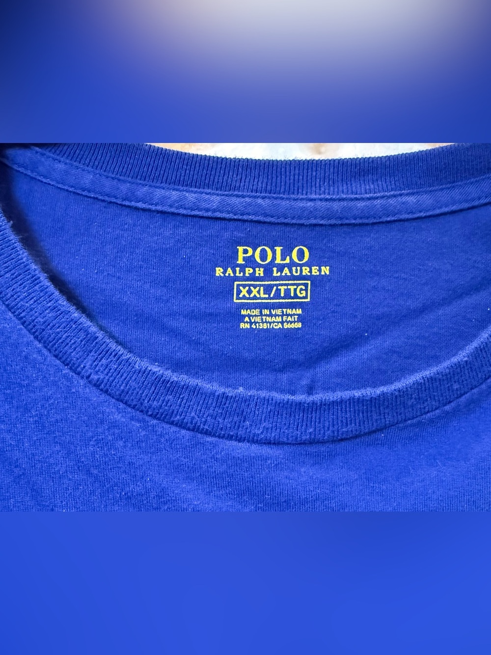 Polo by Ralph Lauren Men’s Short Sleeve Crew T-Shirt - Blue with Yellow Logo XXL - Picture 10 of 10